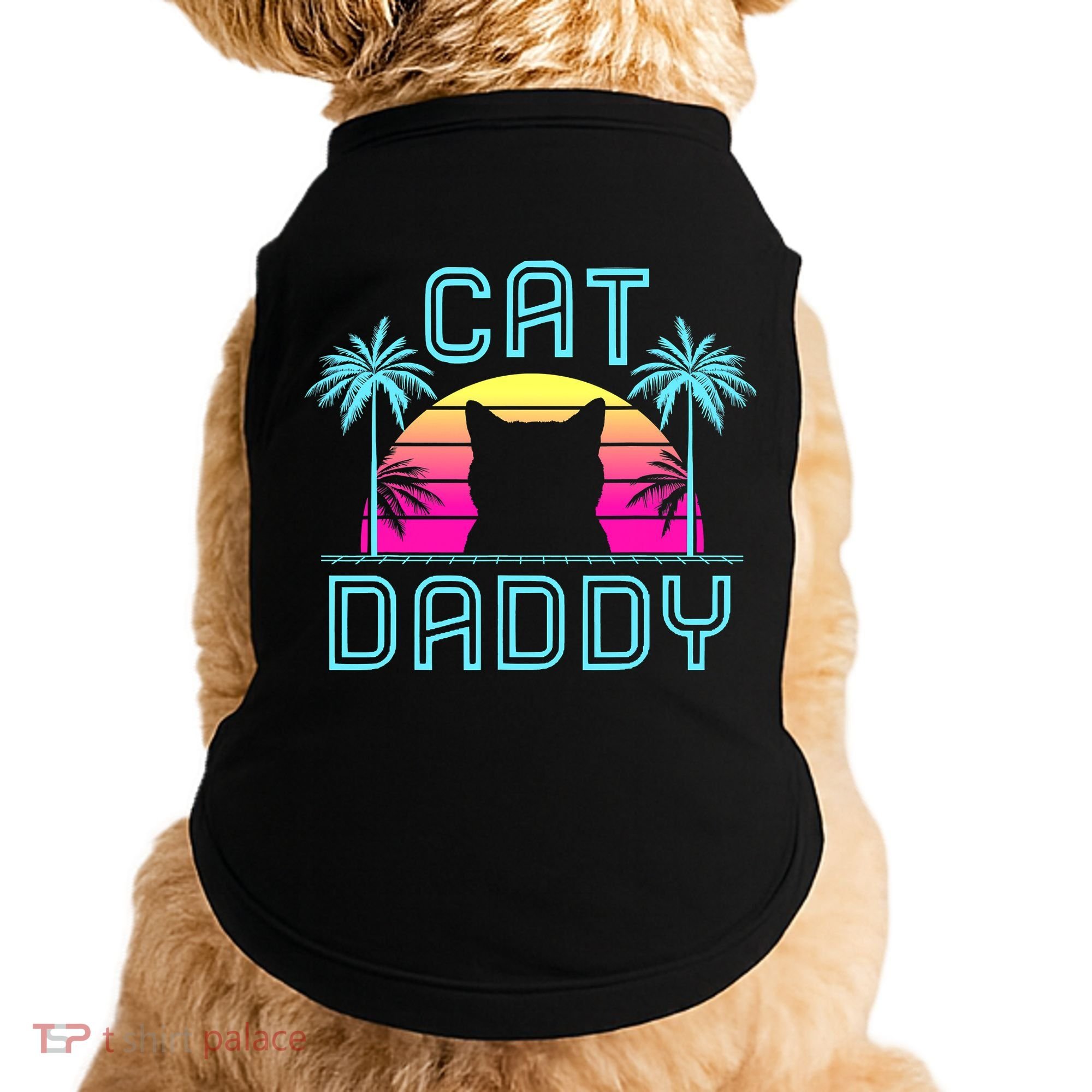 Cat Daddy Dad fathers day retro cat papa Doggie Tank