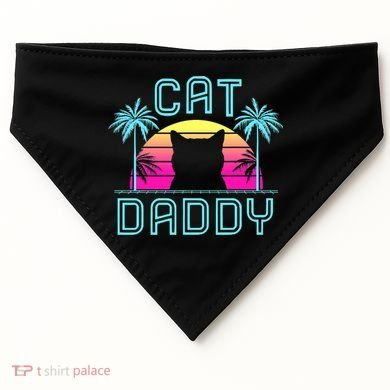 Cat Daddy Dad fathers day retro cat papa USA-Made Doggie Bandana