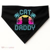 Cat Daddy Dad fathers day retro cat papa USA-Made Doggie Bandana thumb 0