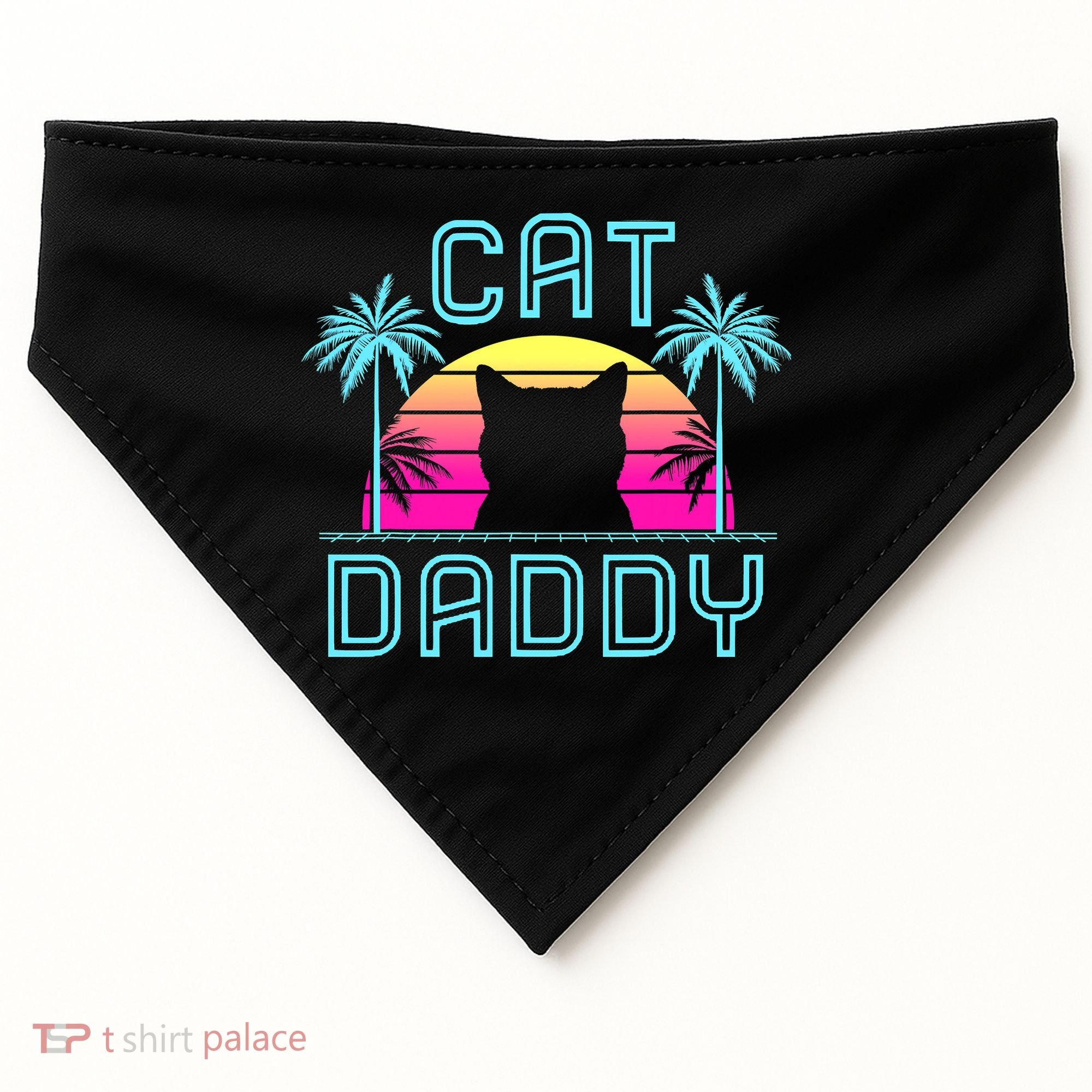 Cat Daddy Dad fathers day retro cat papa USA-Made Doggie Bandana