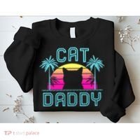 Cat Daddy Dad fathers day retro cat papa Sweatshirt thumb 2
