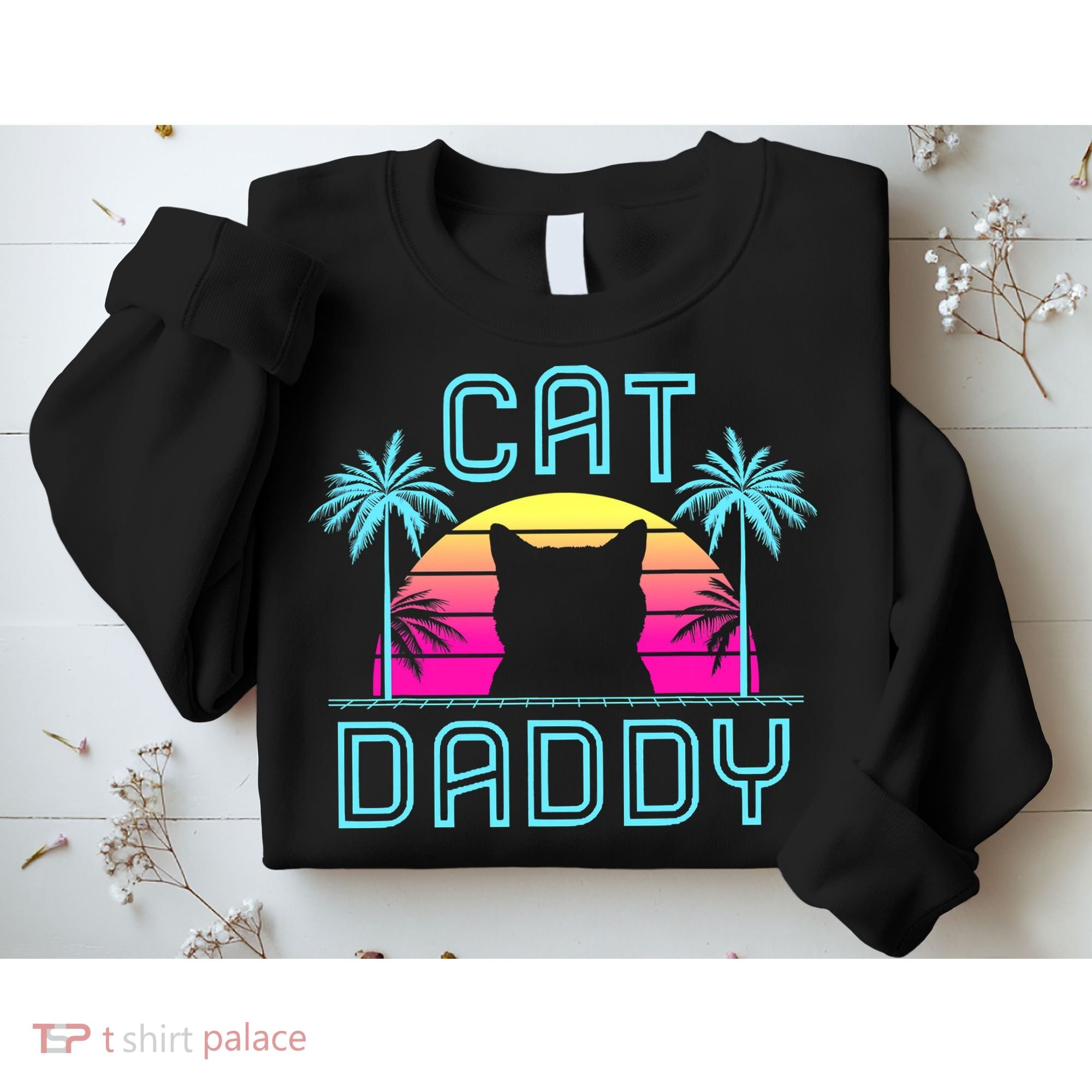 Cat Daddy Dad fathers day retro cat papa Sweatshirt