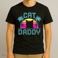 Cat Daddy Dad fathers day retro cat papa T-Shirt thumb 3