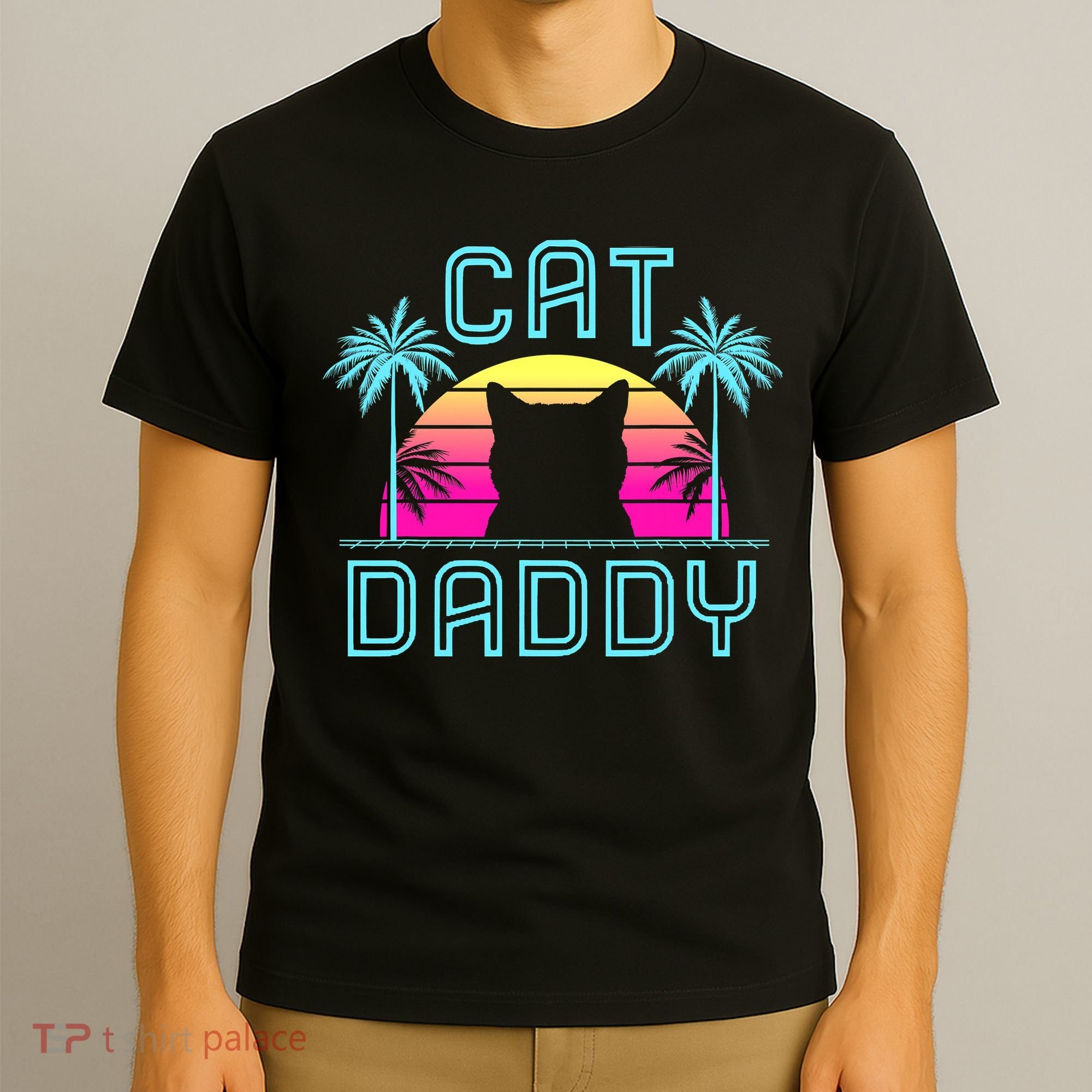 Cat Daddy Dad fathers day retro cat papa T-Shirt