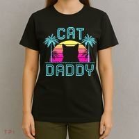 Cat Daddy Dad fathers day retro cat papa T-Shirt thumb 4