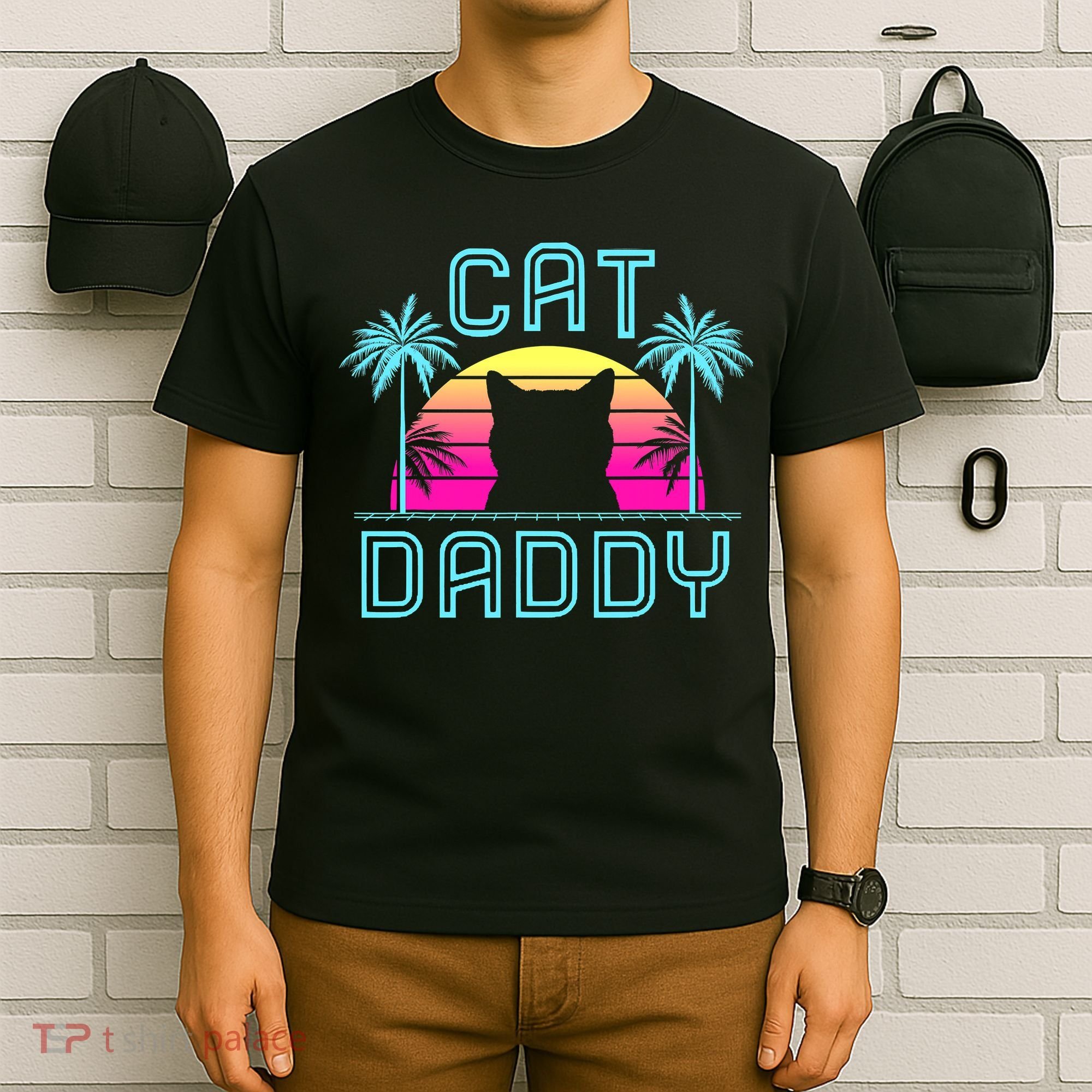 Cat Daddy Dad fathers day retro cat papa T-Shirt