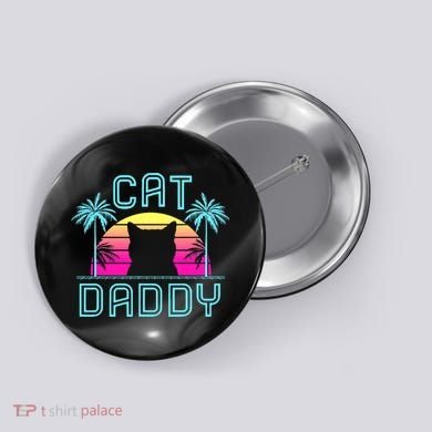 Cat Daddy Dad fathers day retro cat papa Button