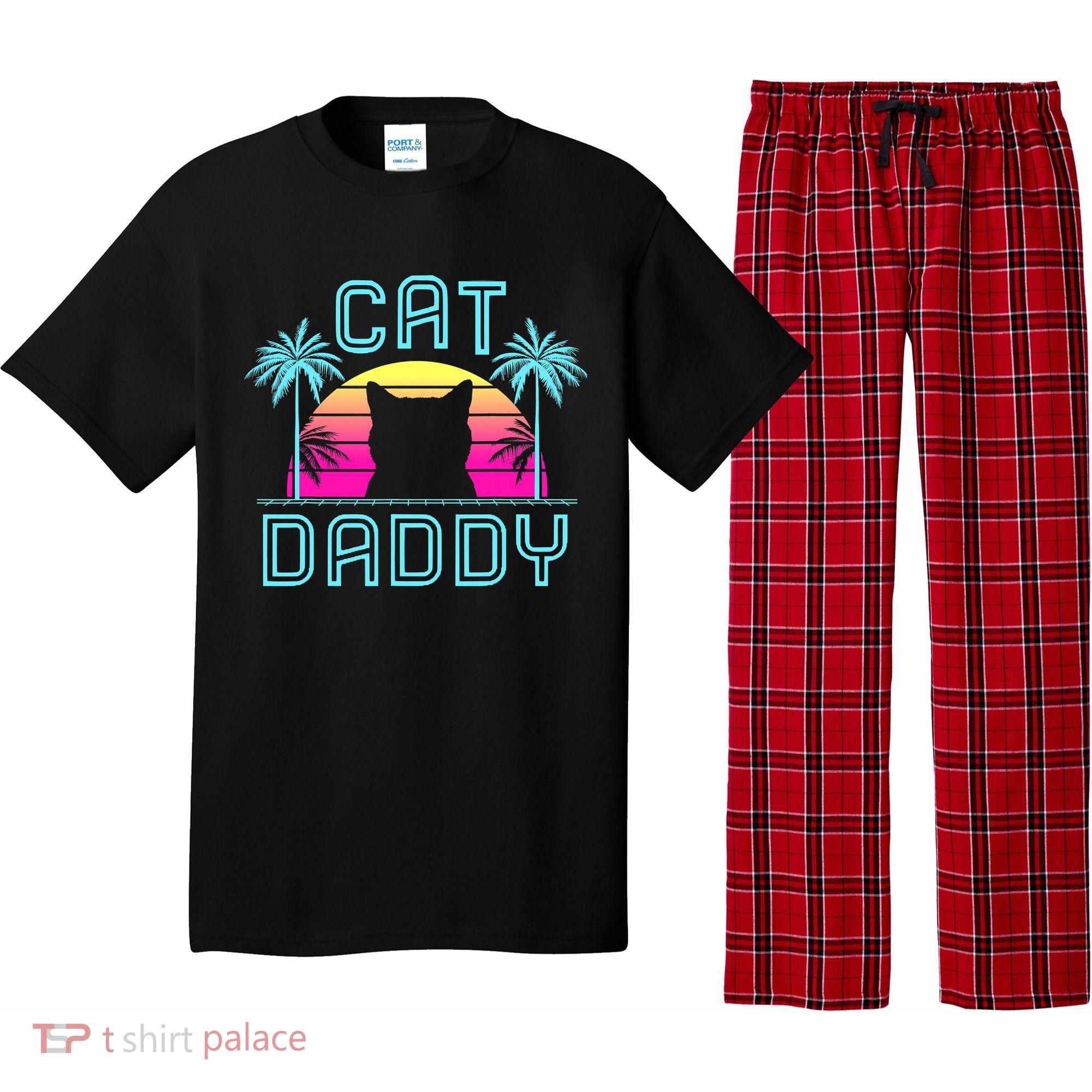 Cat Daddy Dad fathers day retro cat papa Pajama Set