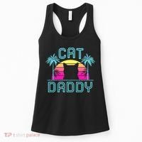 Cat Daddy Dad fathers day retro cat papa Women's Tank Top thumb 0