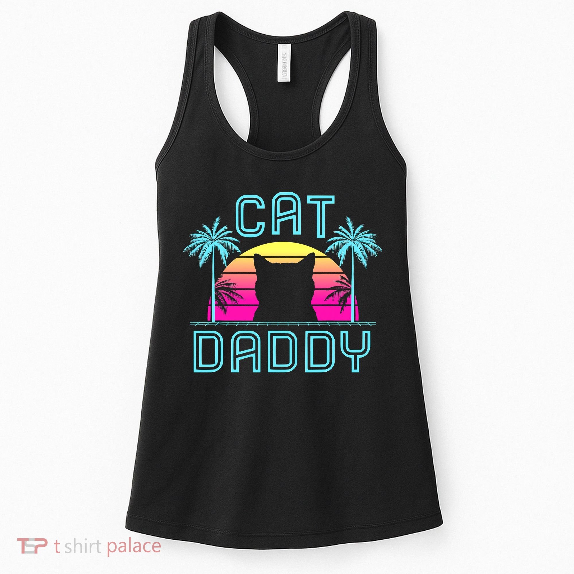 Cat Daddy Dad fathers day retro cat papa Women's Tank Top