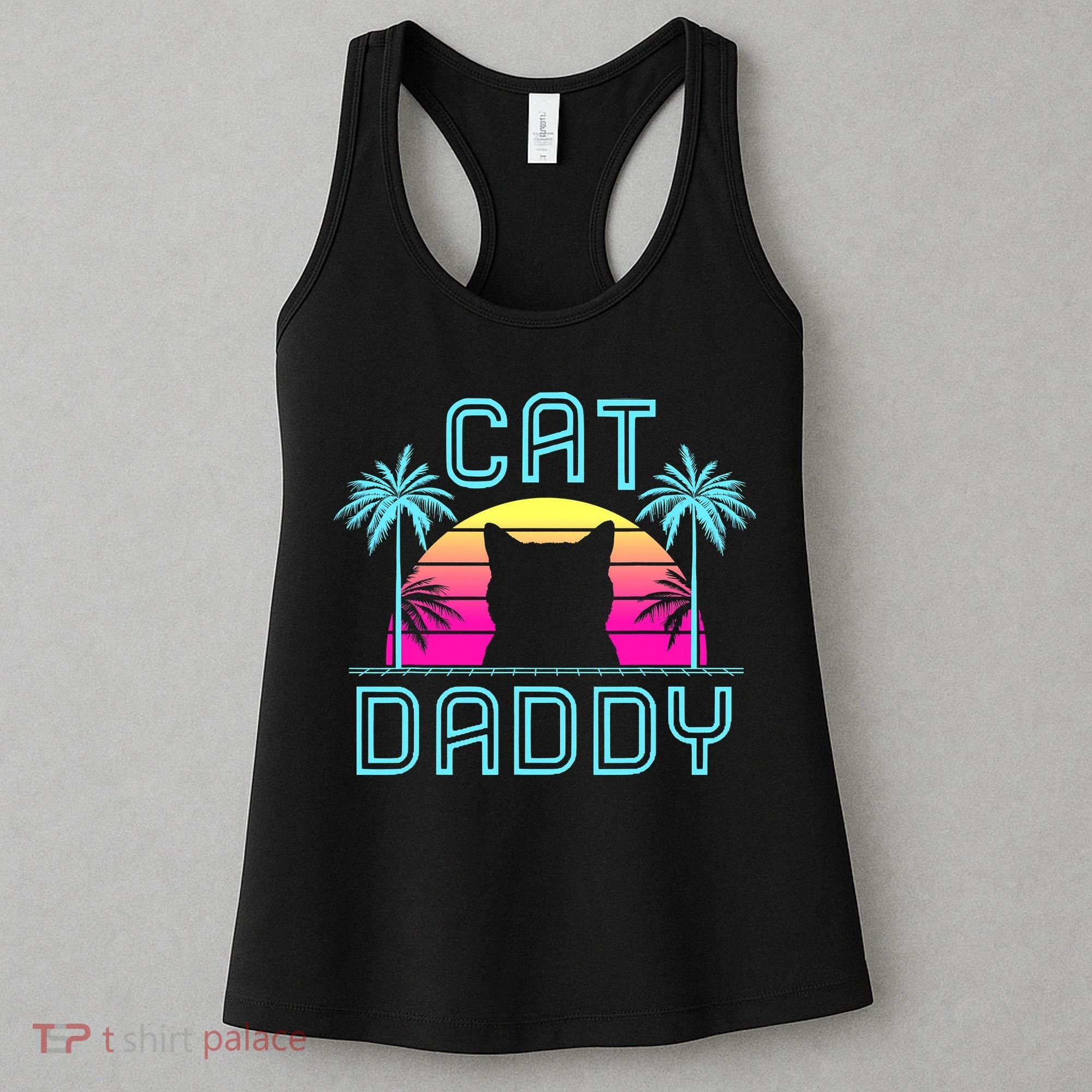 Cat Daddy Dad fathers day retro cat papa Women's Tank Top