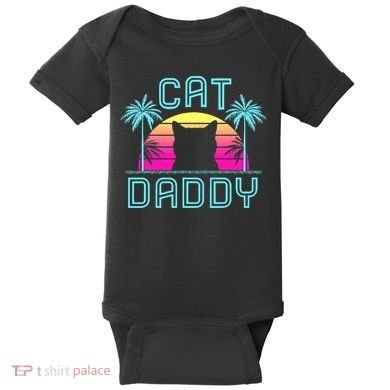 Cat Daddy Dad fathers day retro cat papa Baby Bodysuit