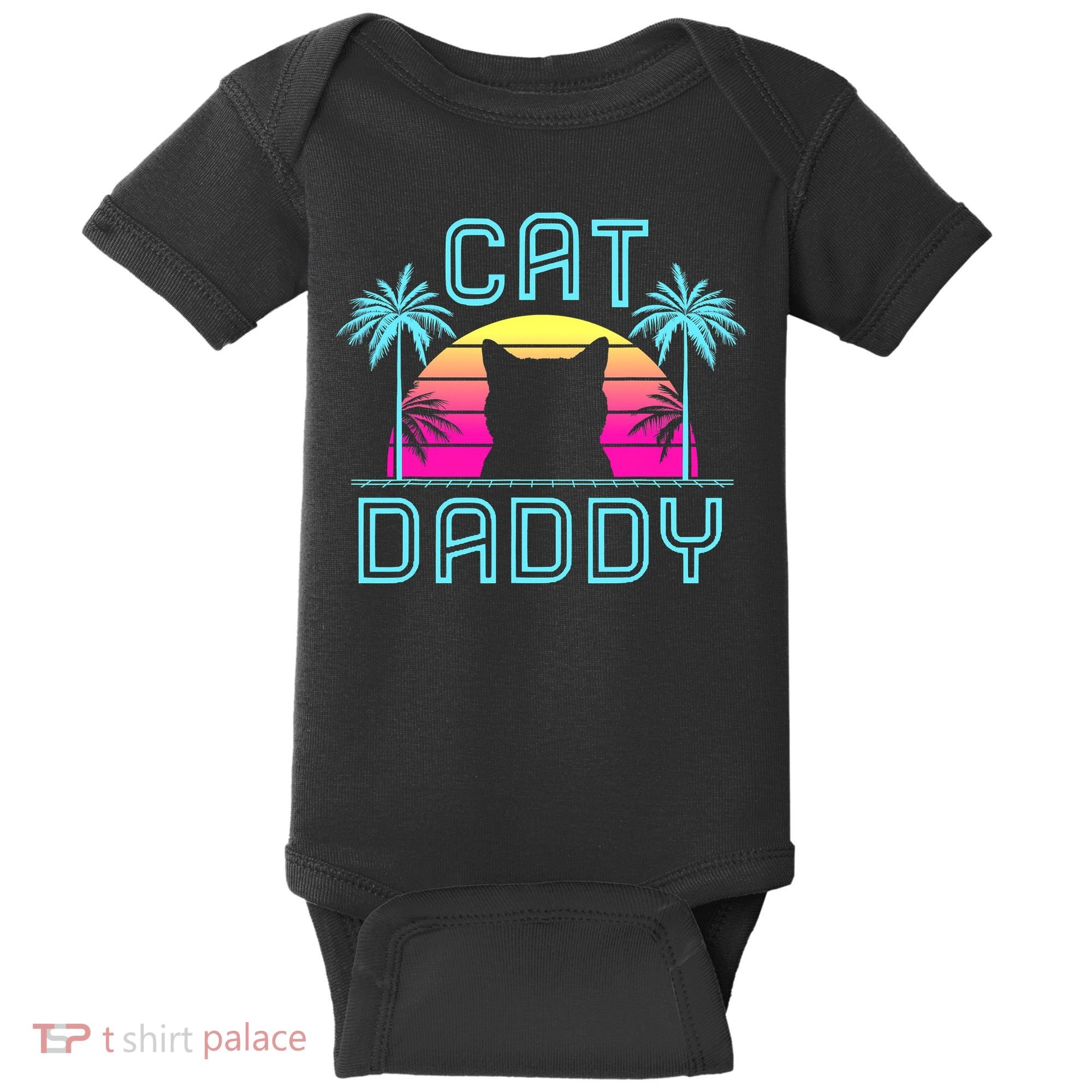 Cat Daddy Dad fathers day retro cat papa Baby Bodysuit