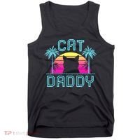 Cat Daddy Dad fathers day retro cat papa Tank Top thumb 0