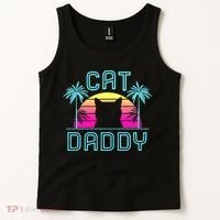 Cat Daddy Dad fathers day retro cat papa Tank Top thumb 2