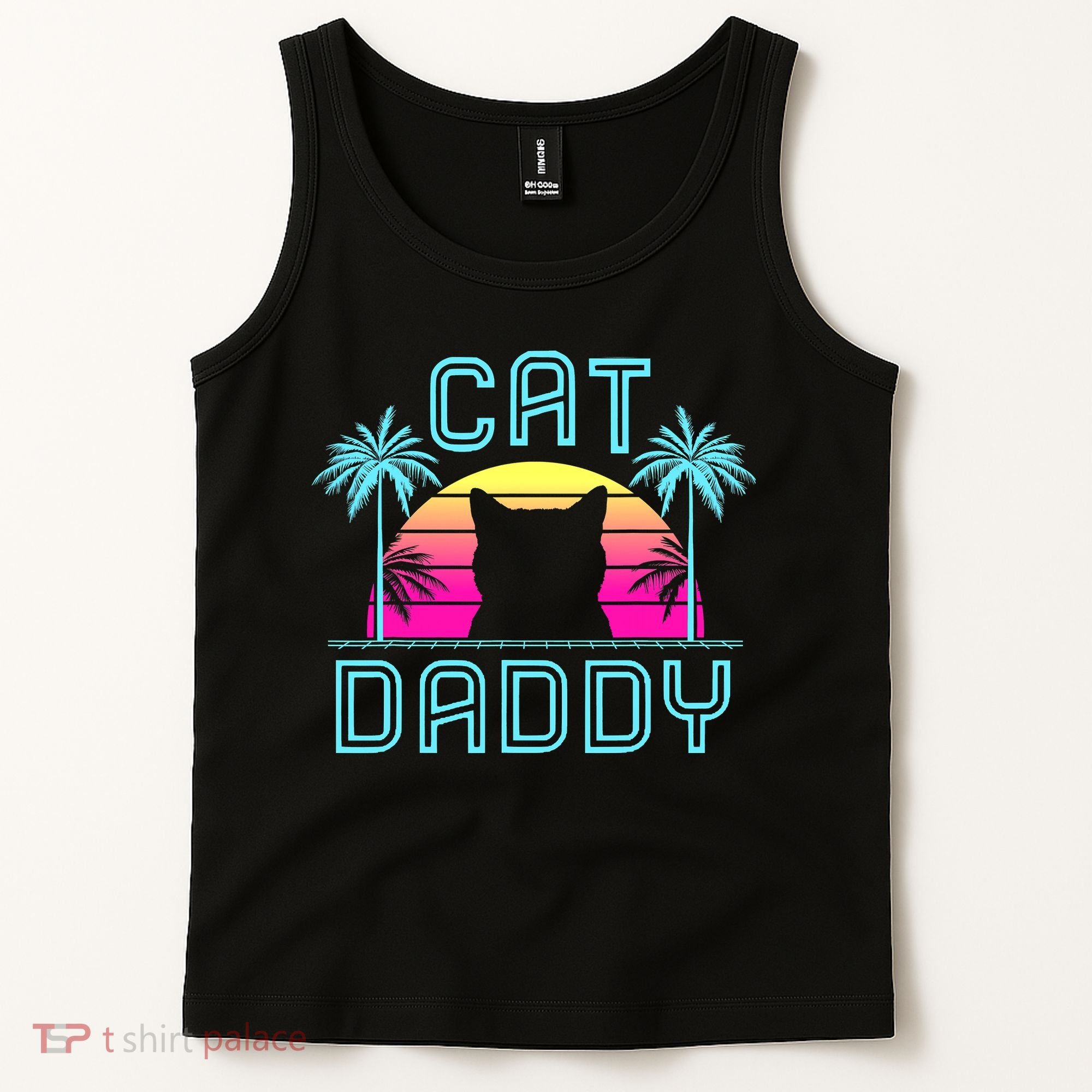 Cat Daddy Dad fathers day retro cat papa Tank Top