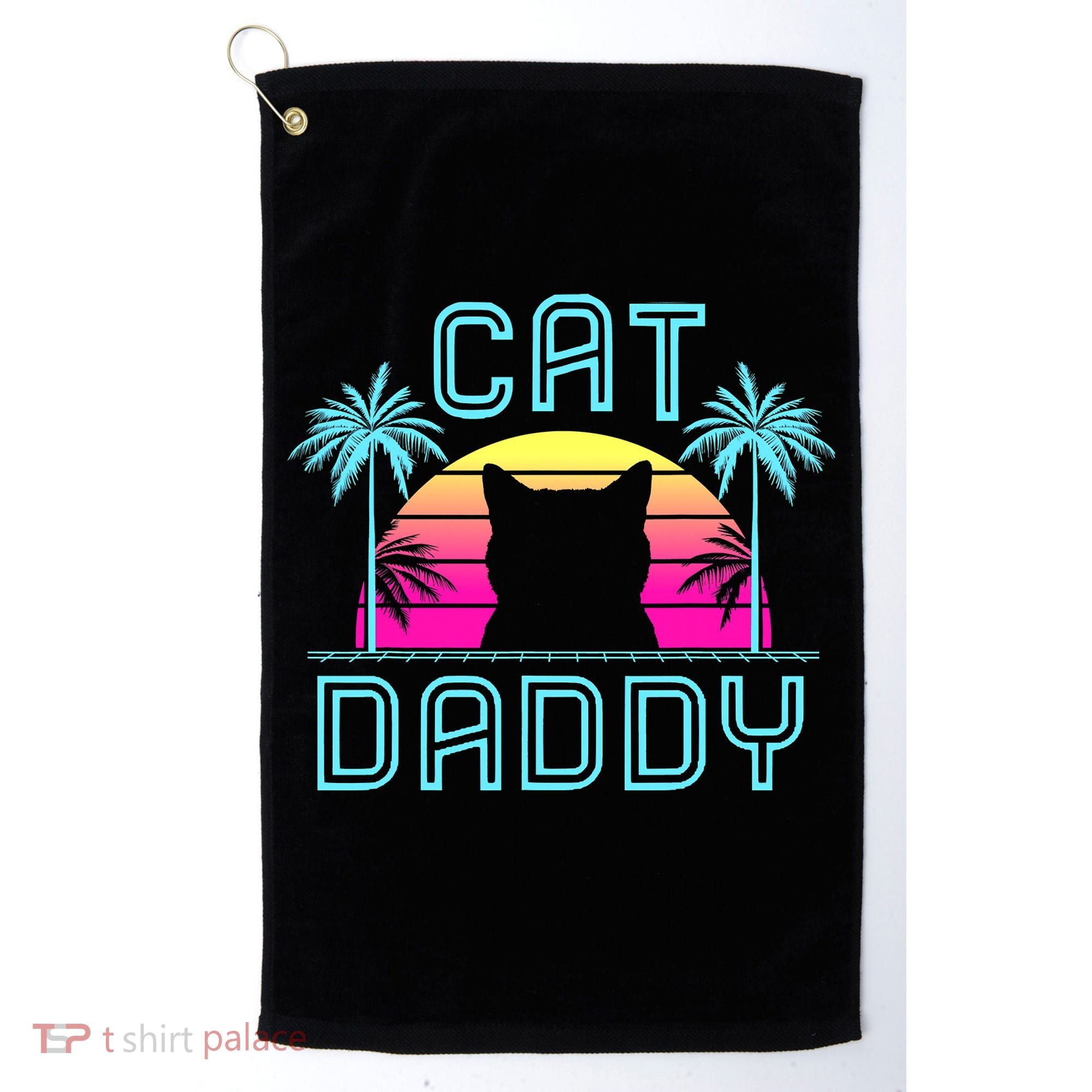 Cat Daddy Dad fathers day retro cat papa Golf Towel