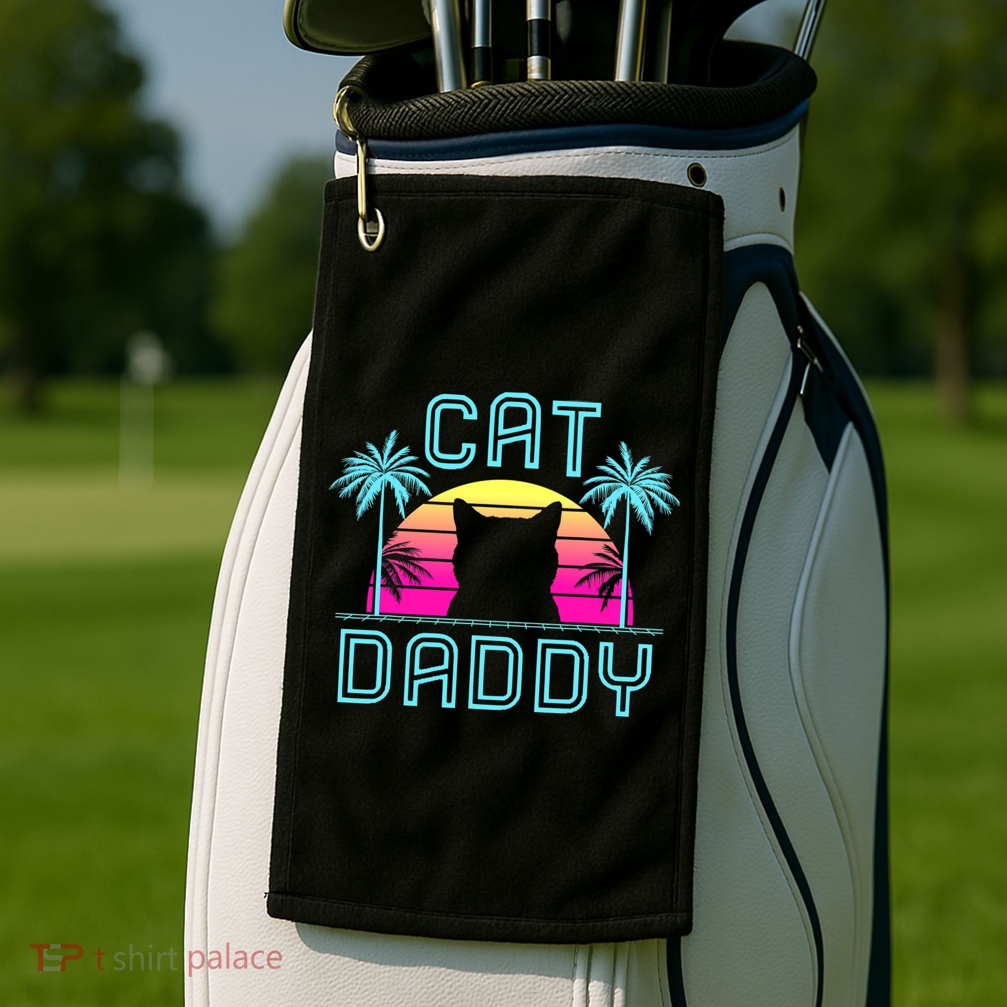 Cat Daddy Dad fathers day retro cat papa Golf Towel