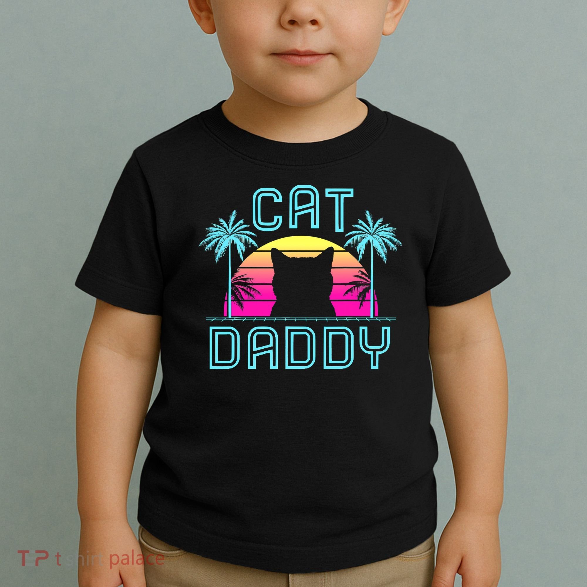 Cat Daddy Dad fathers day retro cat papa Toddler T-Shirt