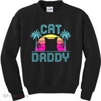 Cat Daddy Dad fathers day retro cat papa Kids Sweatshirt thumb 0