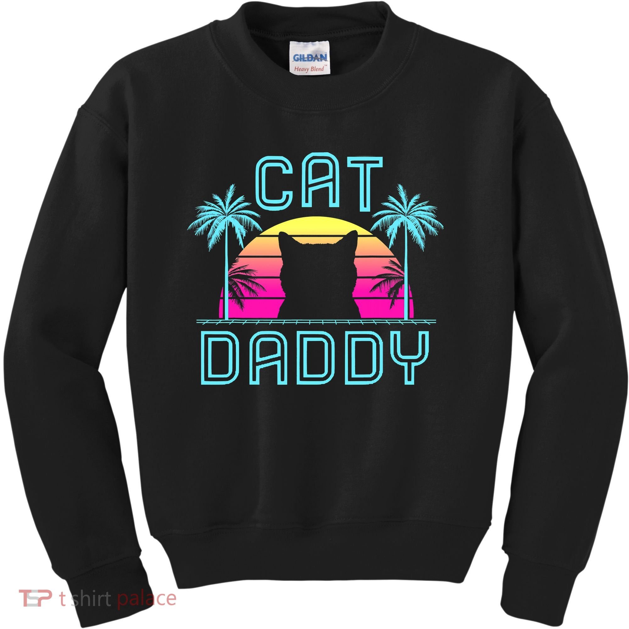 Cat Daddy Dad fathers day retro cat papa Kids Sweatshirt