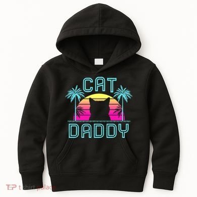 Cat Daddy Dad fathers day retro cat papa Kids Hoodie