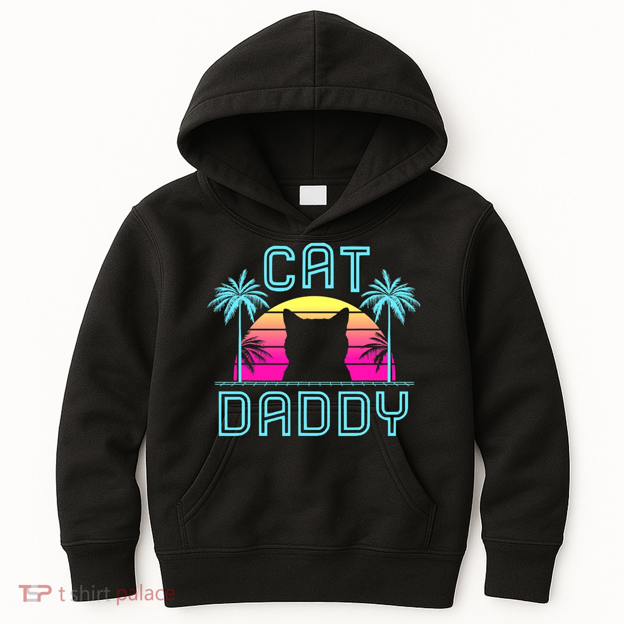 Cat Daddy Dad fathers day retro cat papa Kids Hoodie