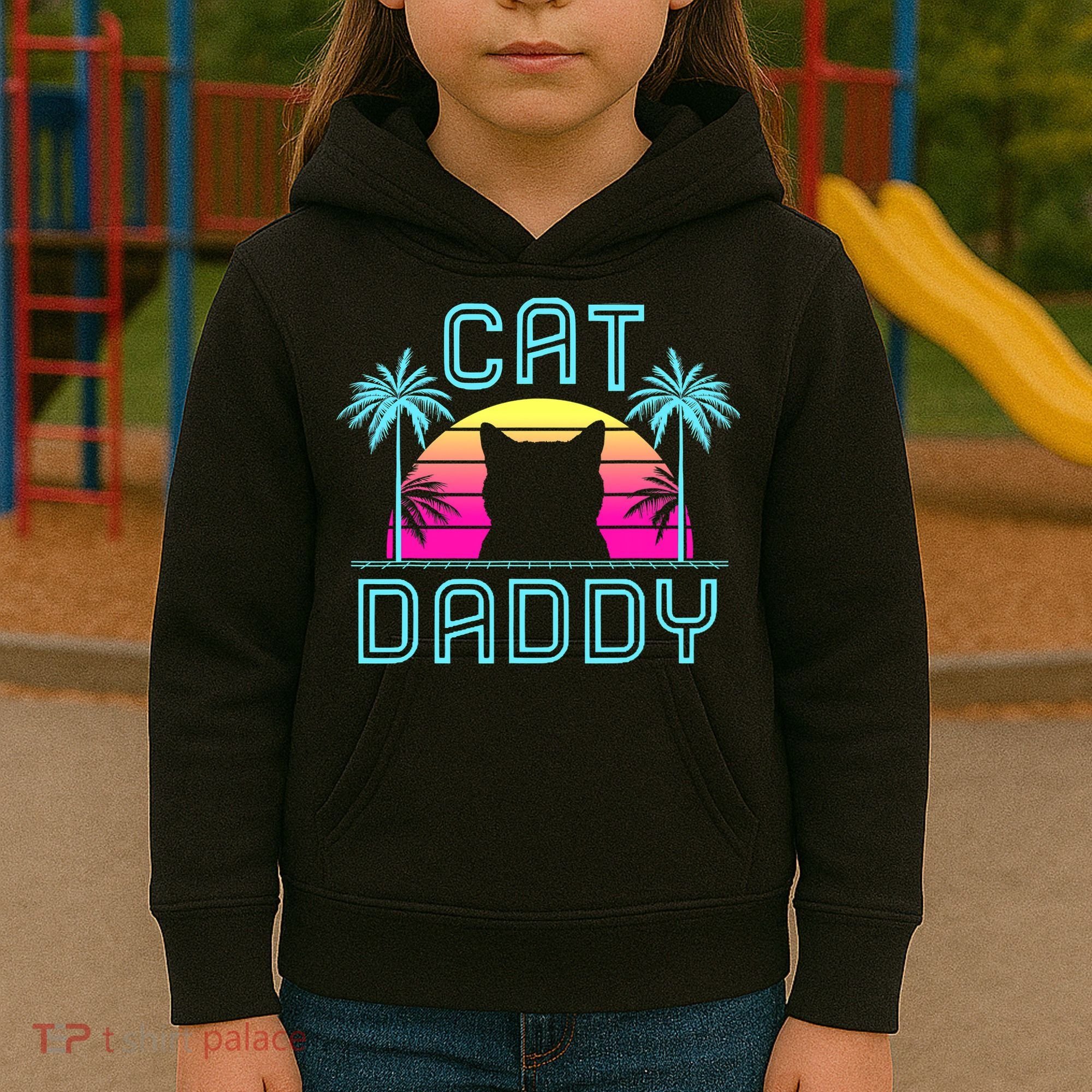 Cat Daddy Dad fathers day retro cat papa Kids Hoodie