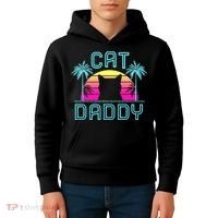 Cat Daddy Dad fathers day retro cat papa Kids Hoodie thumb 4