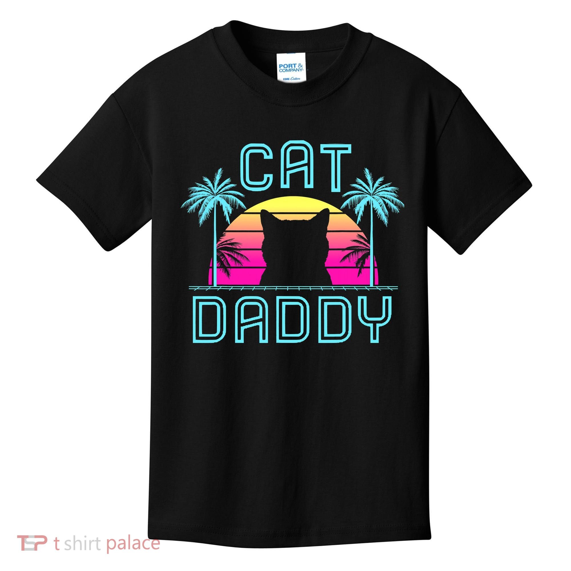 Cat Daddy Dad fathers day retro cat papa Kids T-Shirt