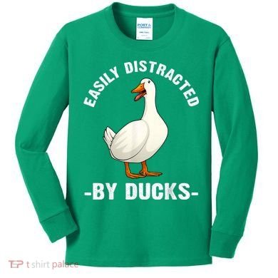 Cute Duck Design Aquatic Bird Duck Lovers Kids Long Sleeve Shirt