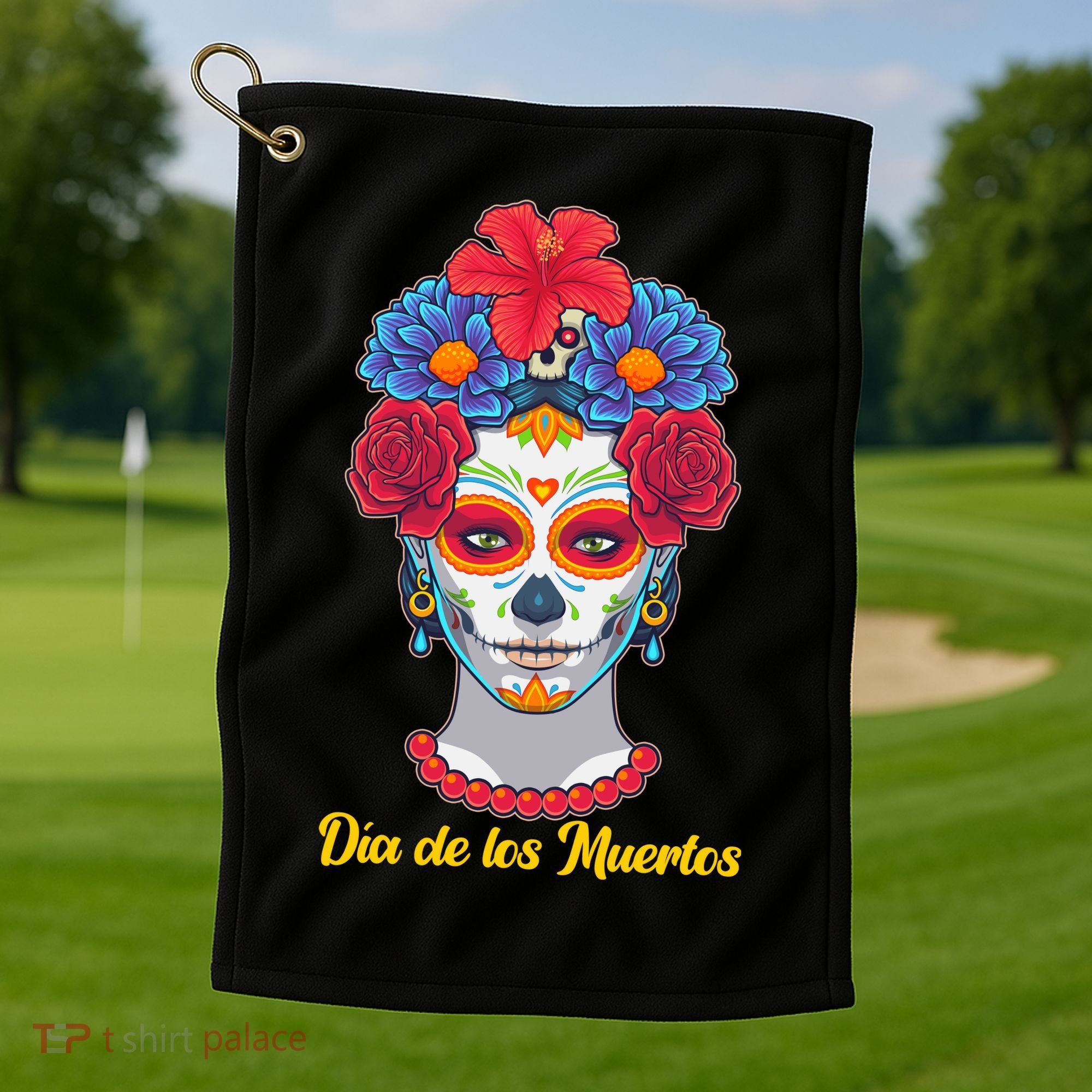 Celebrating Dia De Los Muertos Day Of The Day Golf Towel