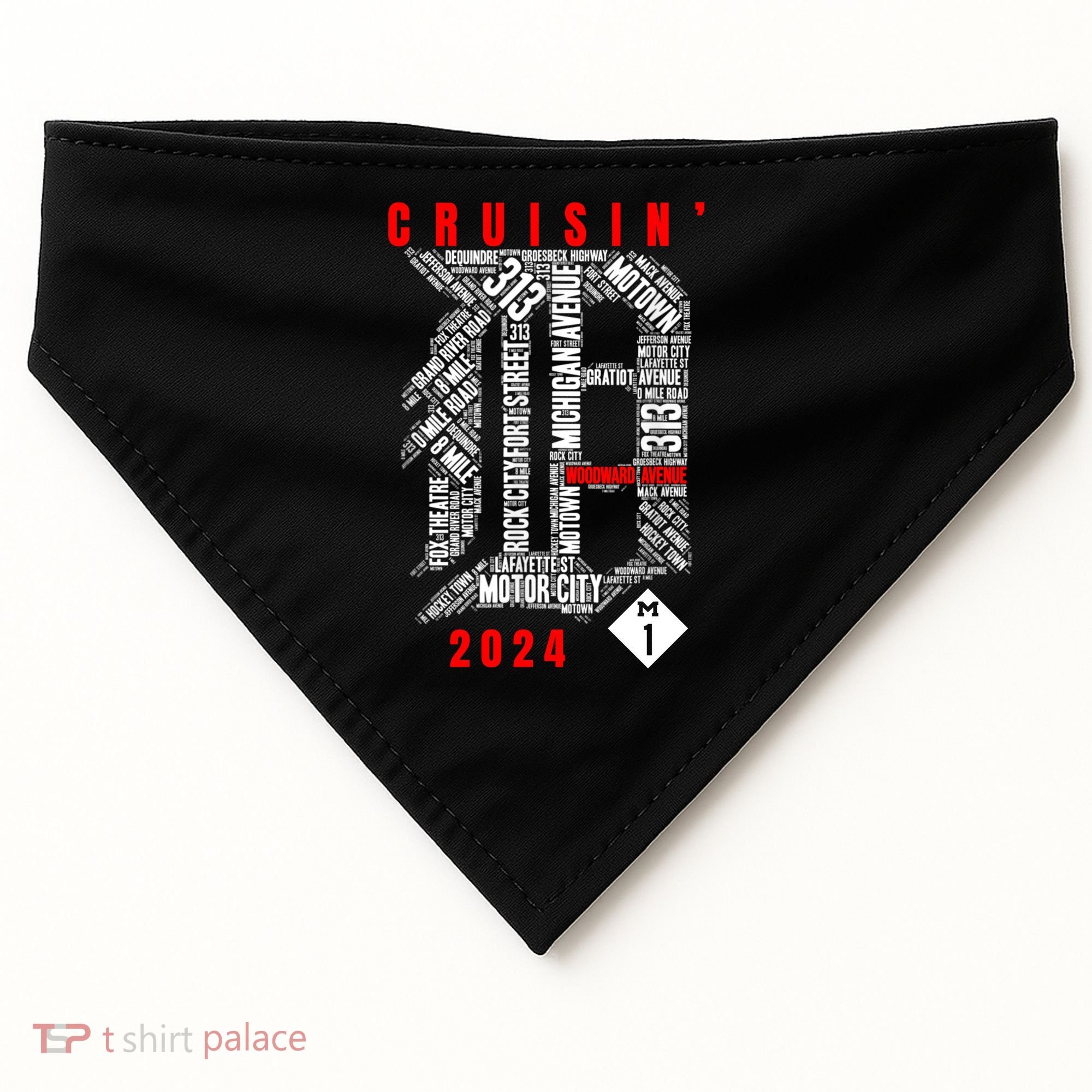 Cruisin Detroit D Woodward Avenue Ave 2024 M1 USA-Made Doggie Bandana