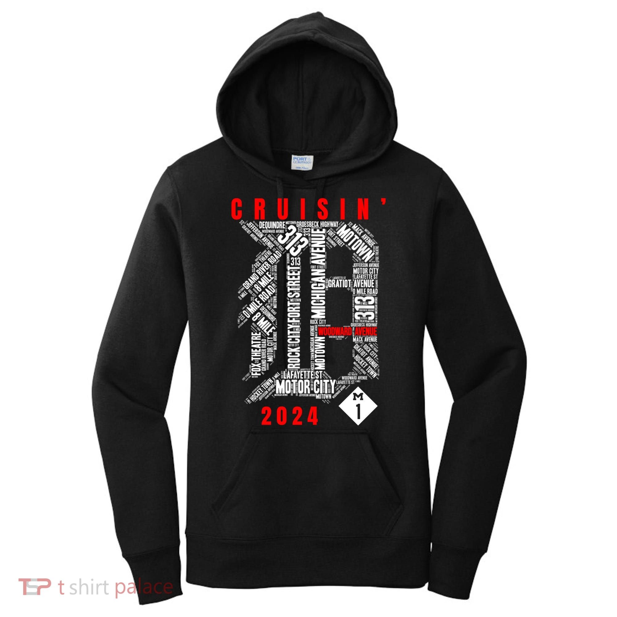 Cruisin Detroit D Woodward Avenue Ave 2024 M1 Women's Hoodie