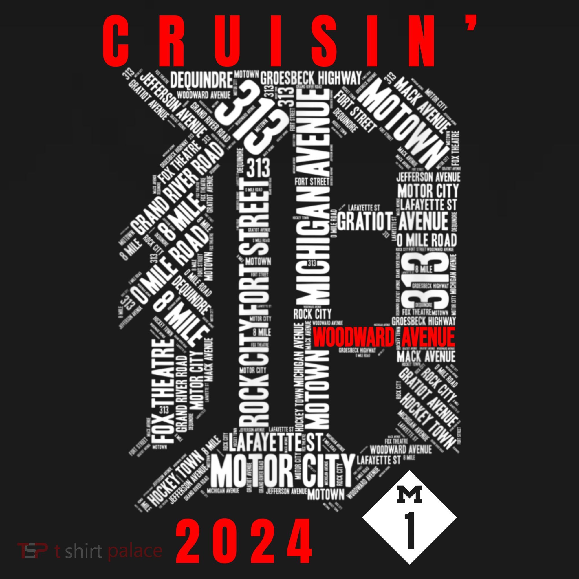 Cruisin Detroit D Woodward Avenue Ave 2024 M1 Women's Hoodie