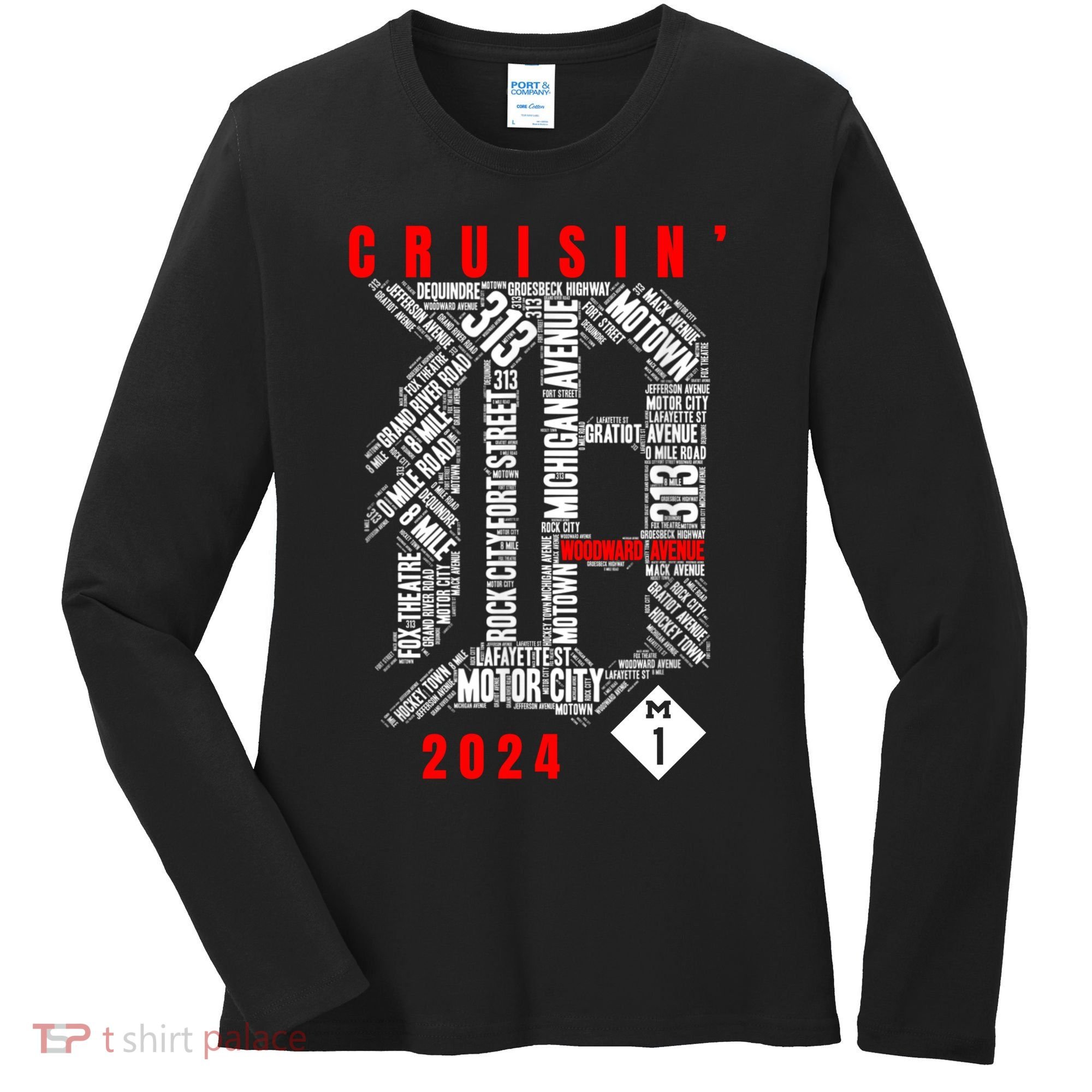 Cruisin Detroit D Woodward Avenue Ave 2024 M1 Women's Long Sleeve Shirt