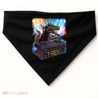 Cool DJ Dance Party TRex Dinosaur USA-Made Doggie Bandana thumb 0
