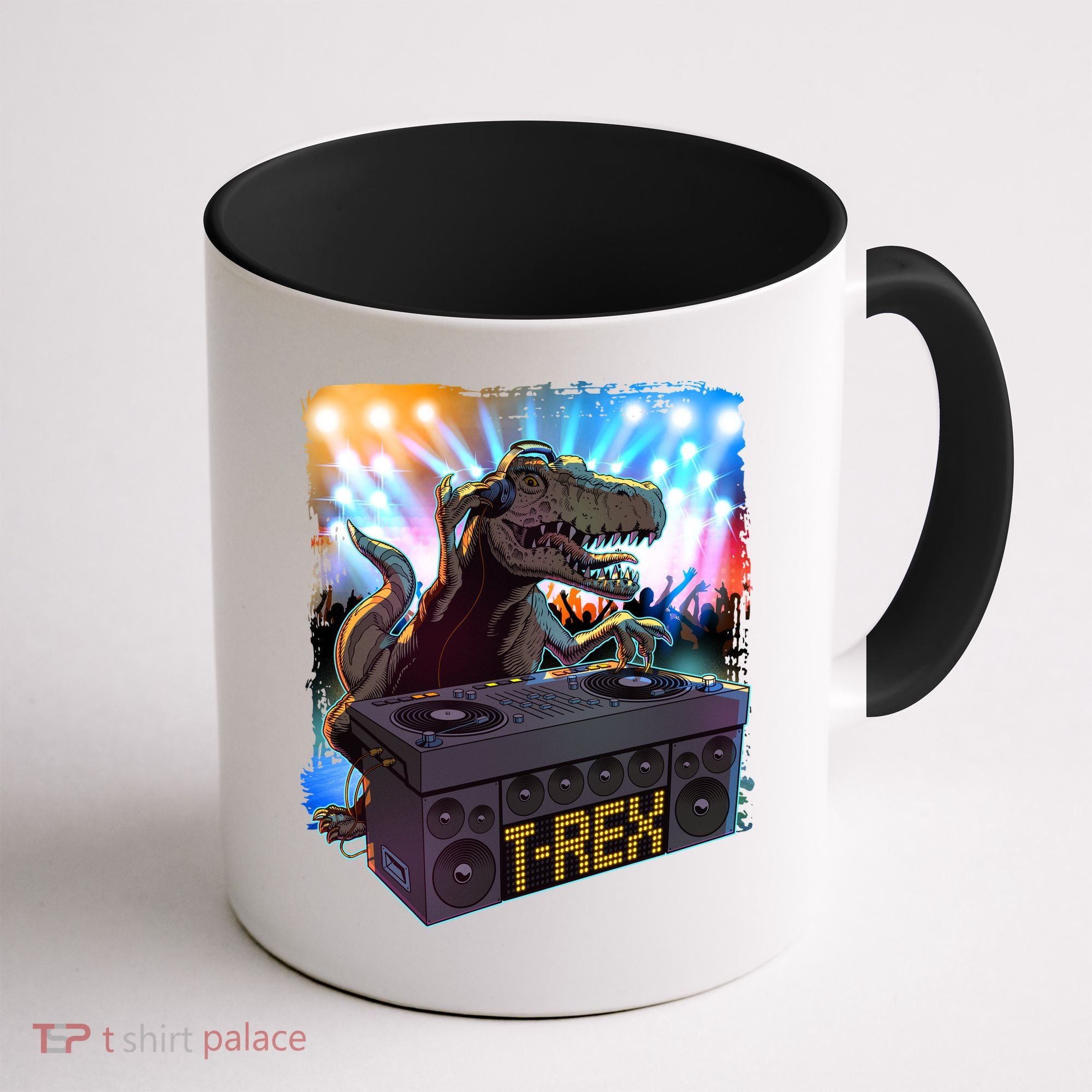 Cool DJ Dance Party TRex Dinosaur Coffee Mug