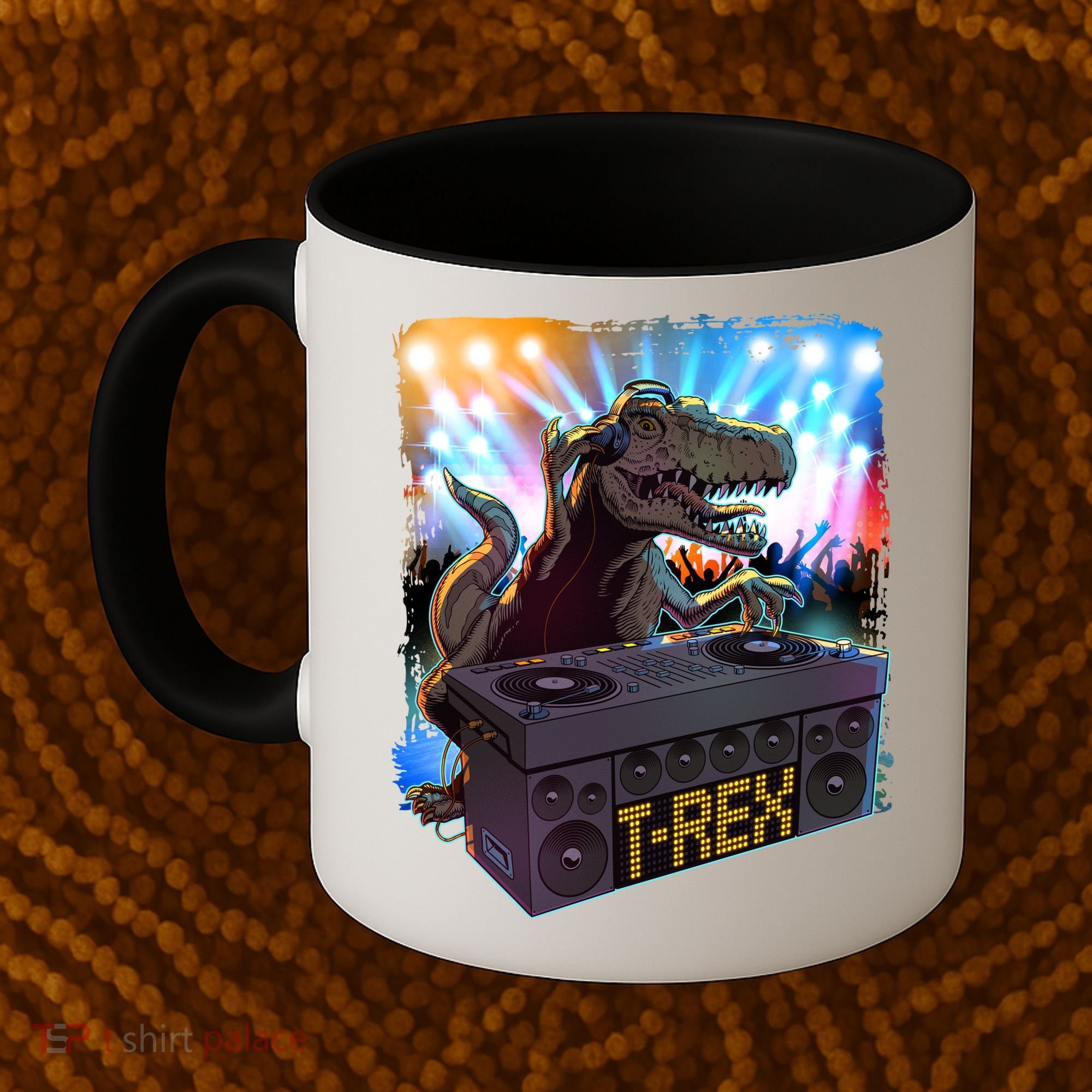Cool DJ Dance Party TRex Dinosaur Coffee Mug