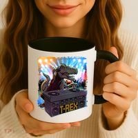 Cool DJ Dance Party TRex Dinosaur Coffee Mug thumb 3