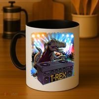 Cool DJ Dance Party TRex Dinosaur Coffee Mug thumb 4