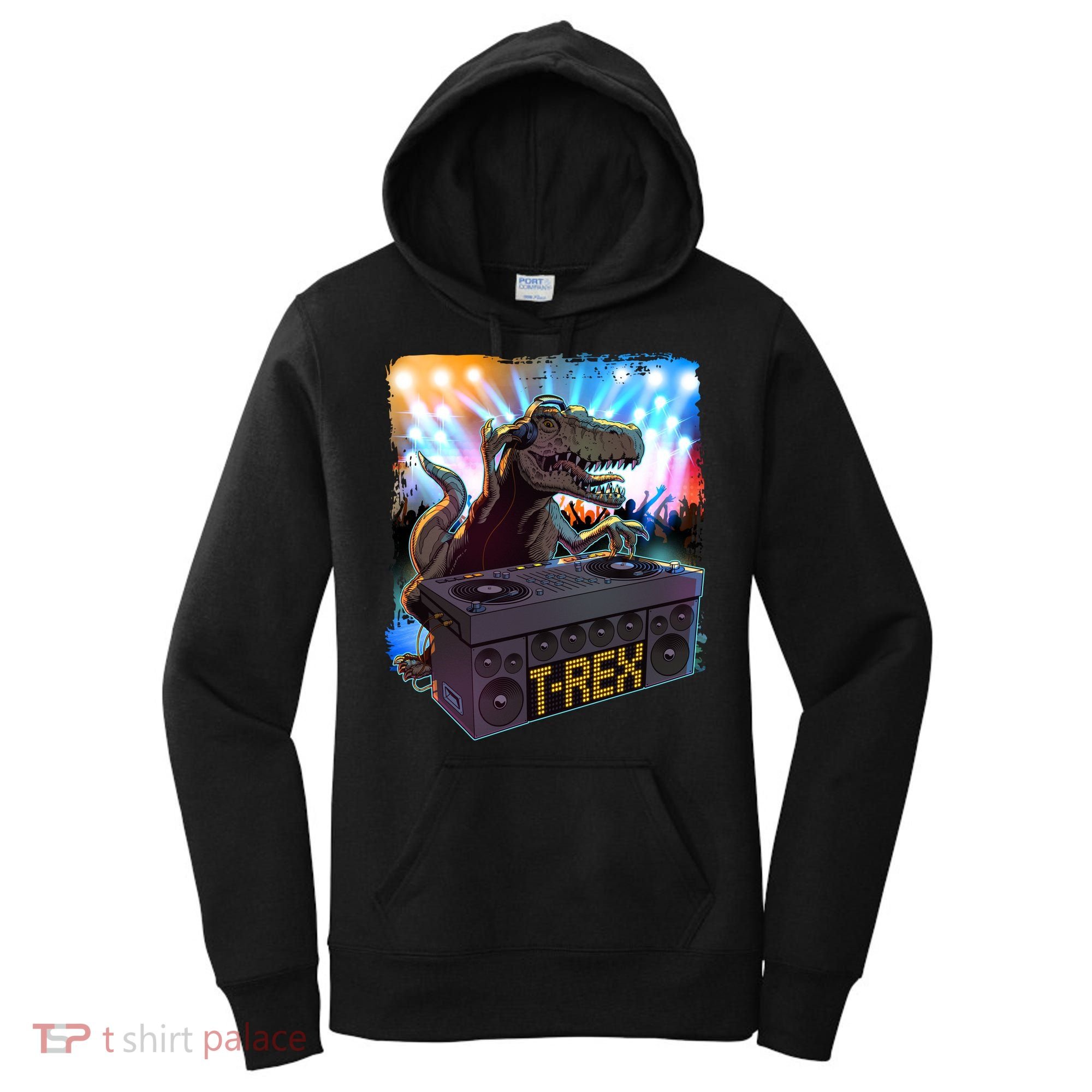 Cool DJ Dance Party TRex Dinosaur Women's Hoodie