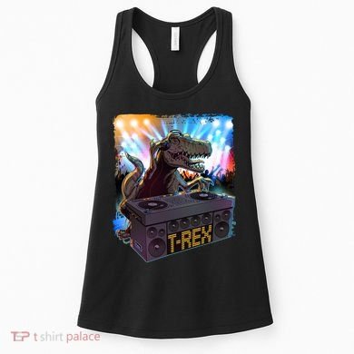 Cool DJ Dance Party TRex Dinosaur Women's Tank Top