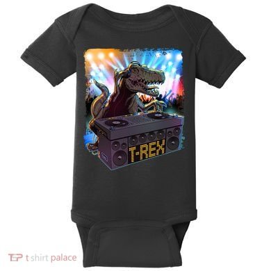 Cool DJ Dance Party TRex Dinosaur Baby Bodysuit
