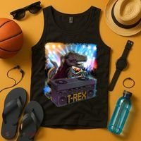 Cool DJ Dance Party TRex Dinosaur Tank Top thumb 4