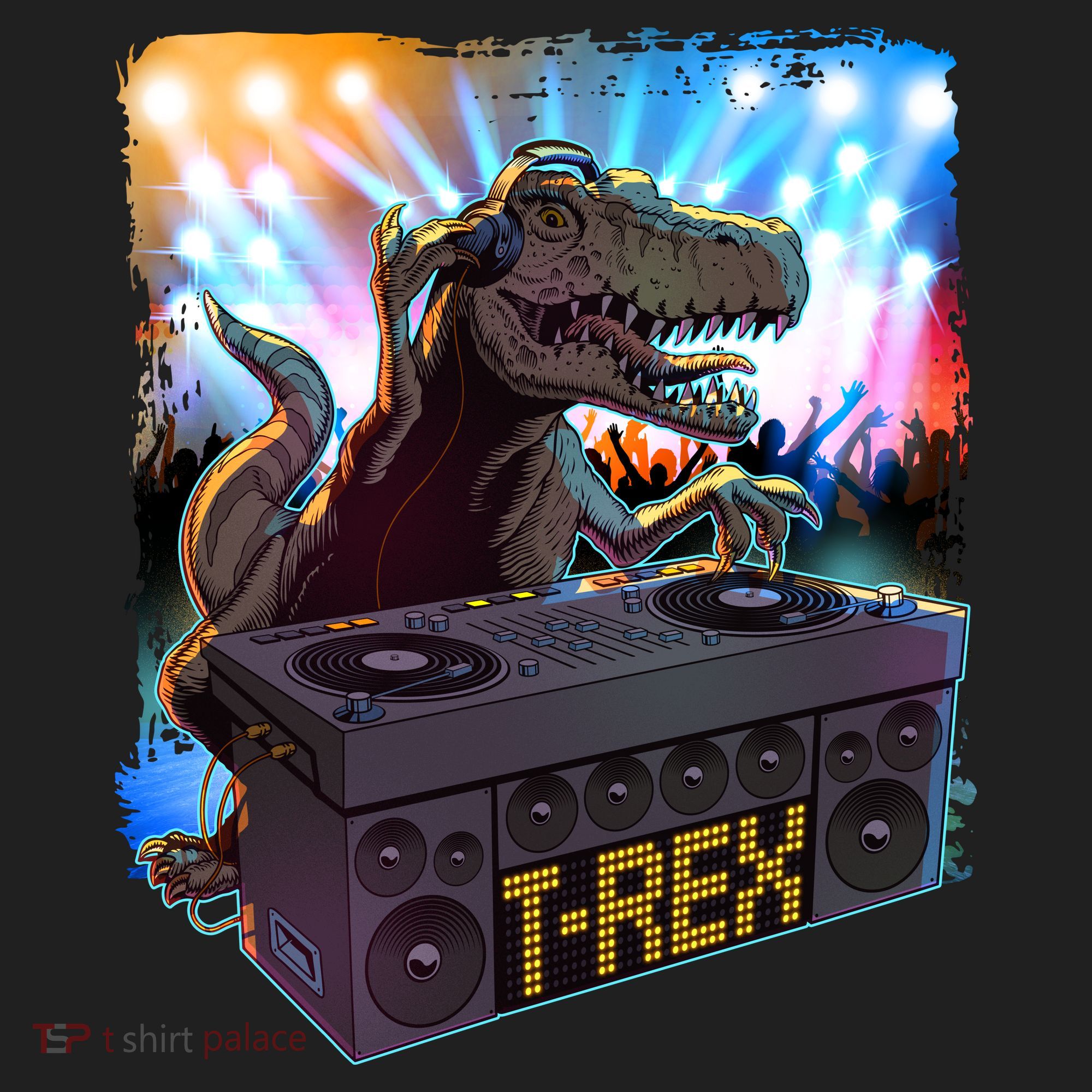 Cool DJ Dance Party TRex Dinosaur Golf Towel
