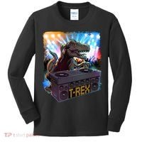 Cool DJ Dance Party TRex Dinosaur Kids Long Sleeve Shirt thumb 0