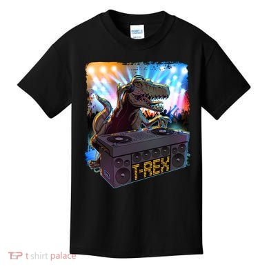 Cool DJ Dance Party TRex Dinosaur Kids T-Shirt