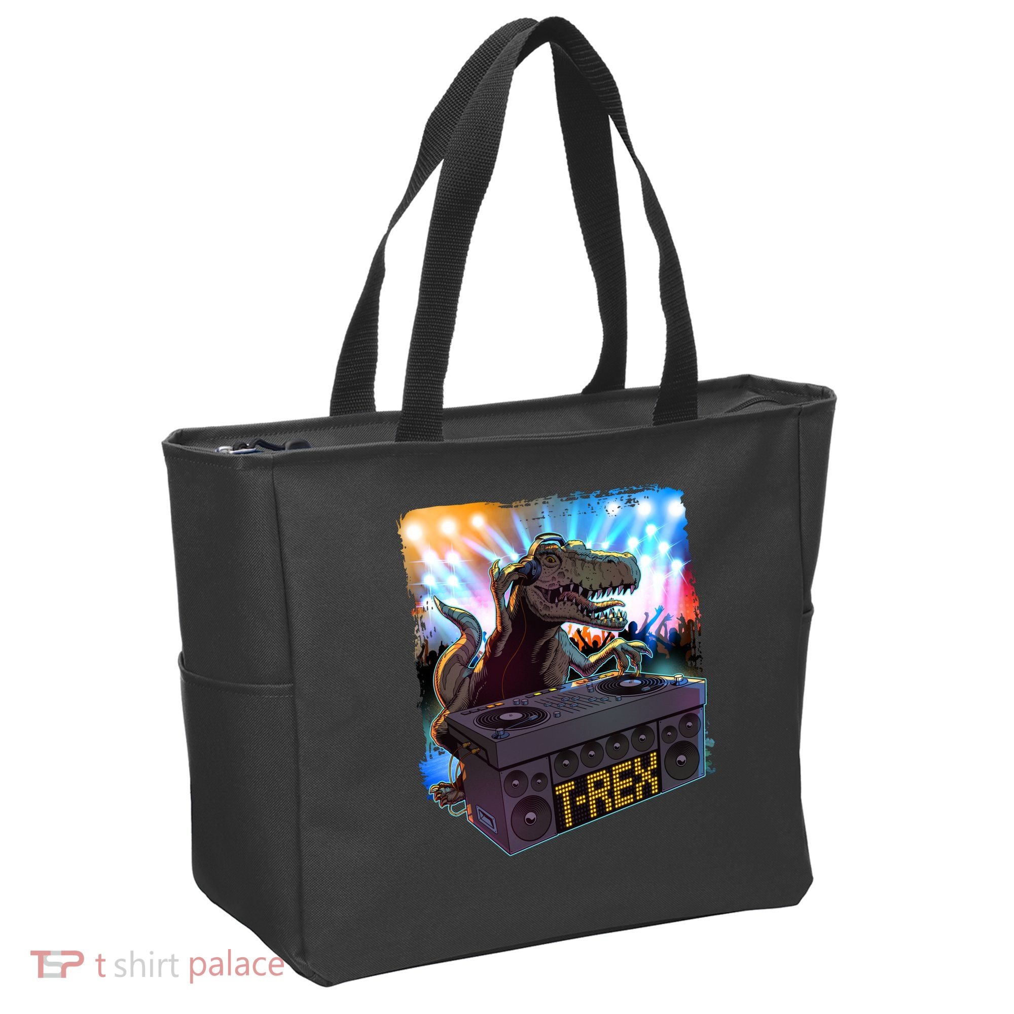 Cool DJ Dance Party TRex Dinosaur Tote Bag
