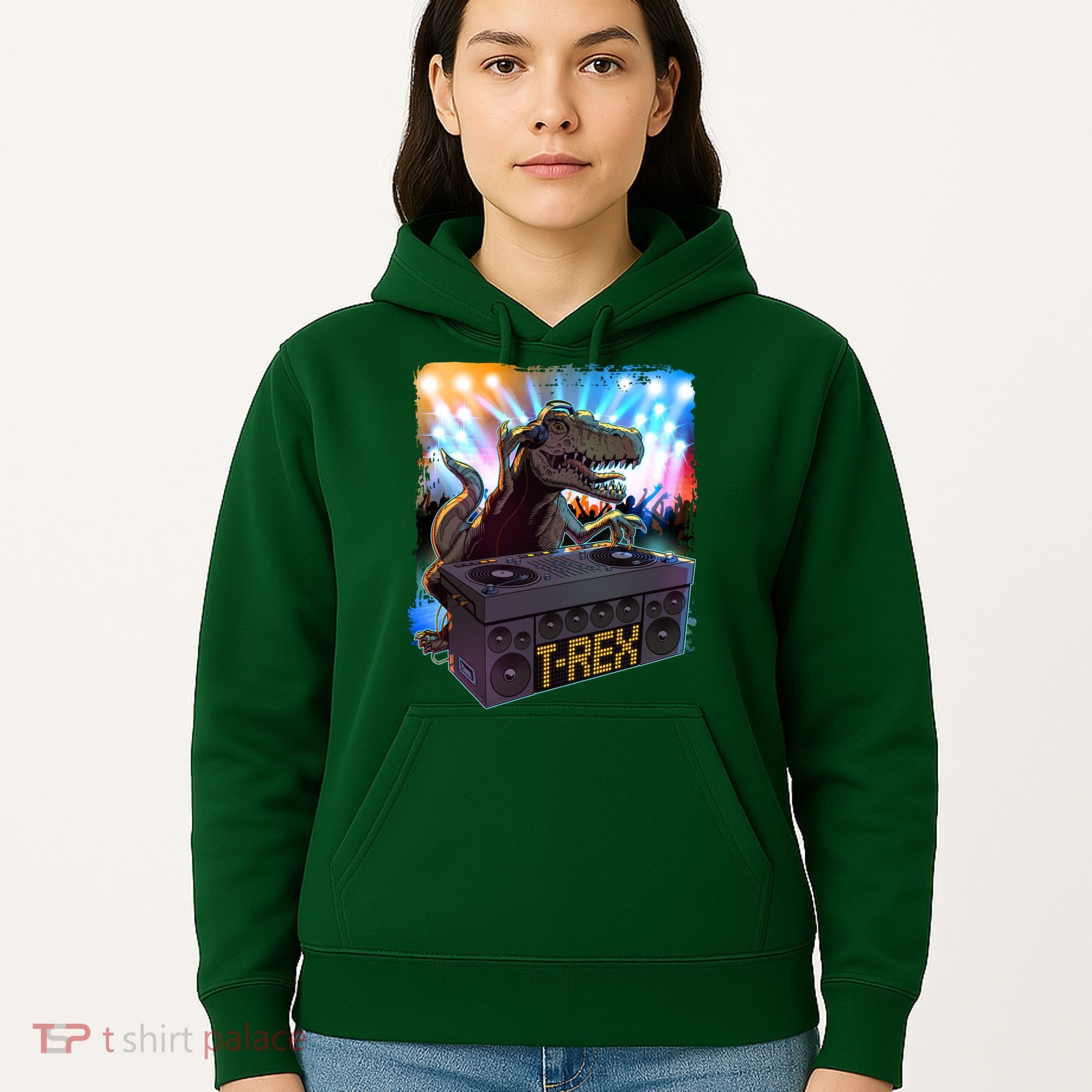 Cool DJ Dance Party TRex Dinosaur Hoodie